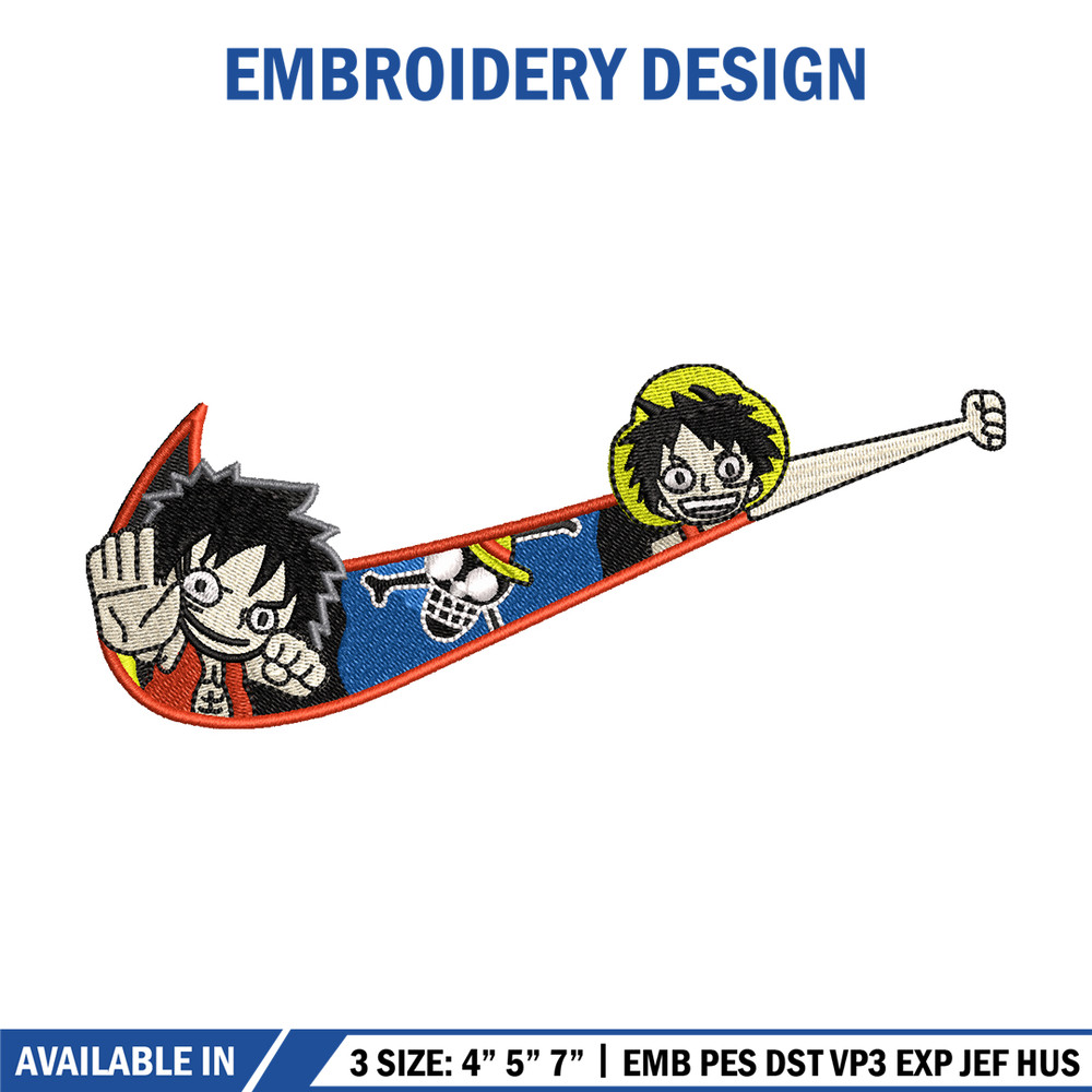 Luffy Funny Nike embroidery design, One Piece embroidery, logo design, anime shirt, Embroidery shirt, Instant download.jpg