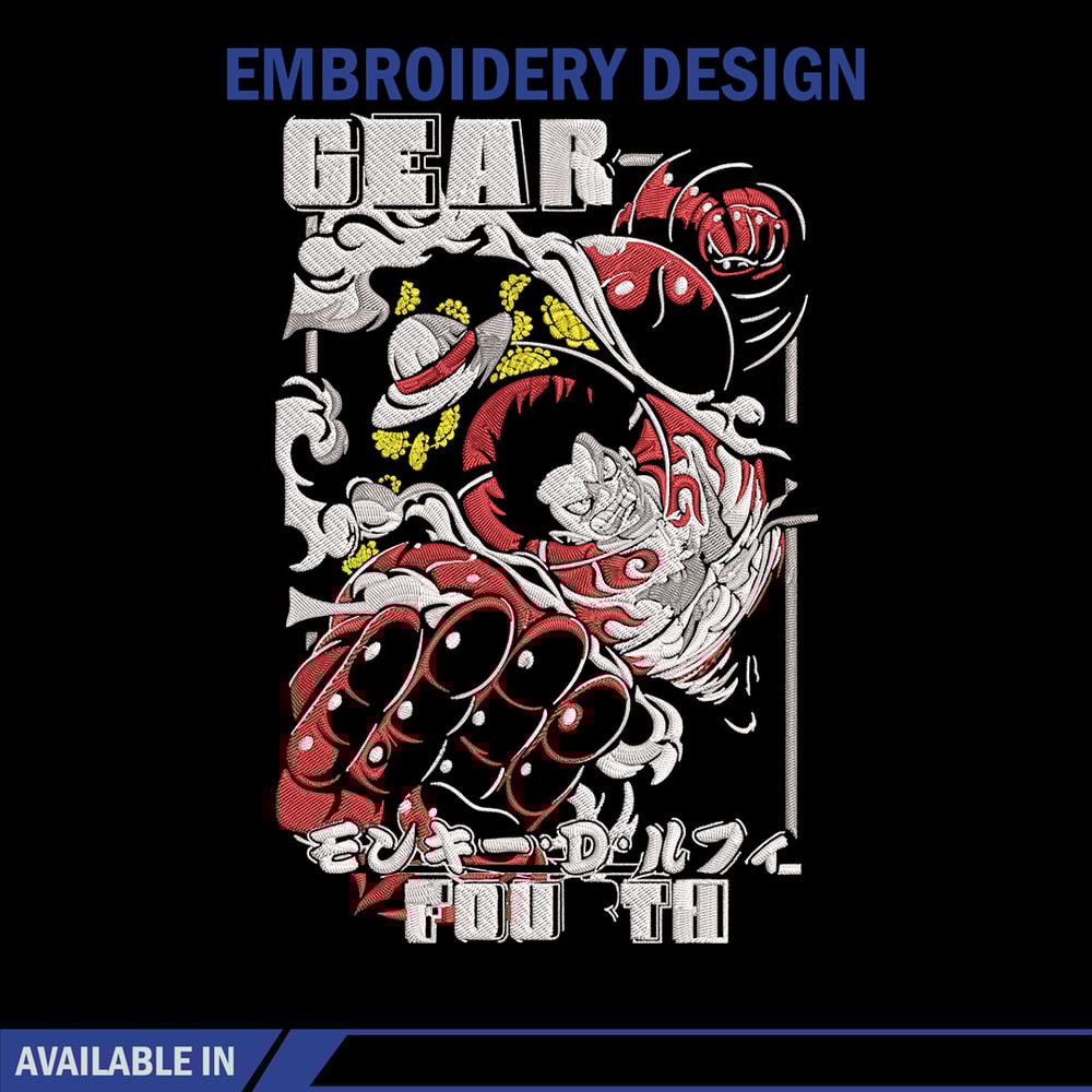 Luffy gear 4 Embroidery Design,One piece Embroidery, Embroidery File, Anime Embroidery, Anime shirt, Digital download.jpg