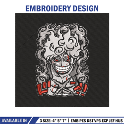 luffy gear 5 embroidery design, one piece embroidery, embroidery file, anime embroidery, anime shirt, embroidery design