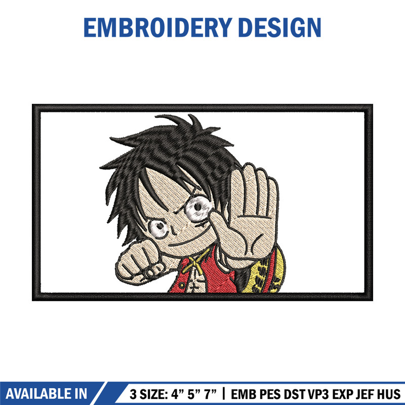 Luffy kid embroidery design, One piece embroidery, Anime design, Embroidery shirt, Embroidery file, Digital download.jpg