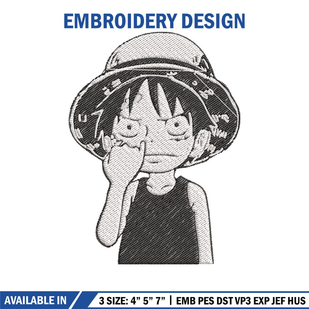 Luffy nose embroidery design, One piece embroidery, Anime design, Embroidery file, Embroidery shirt, Digital download.jpg