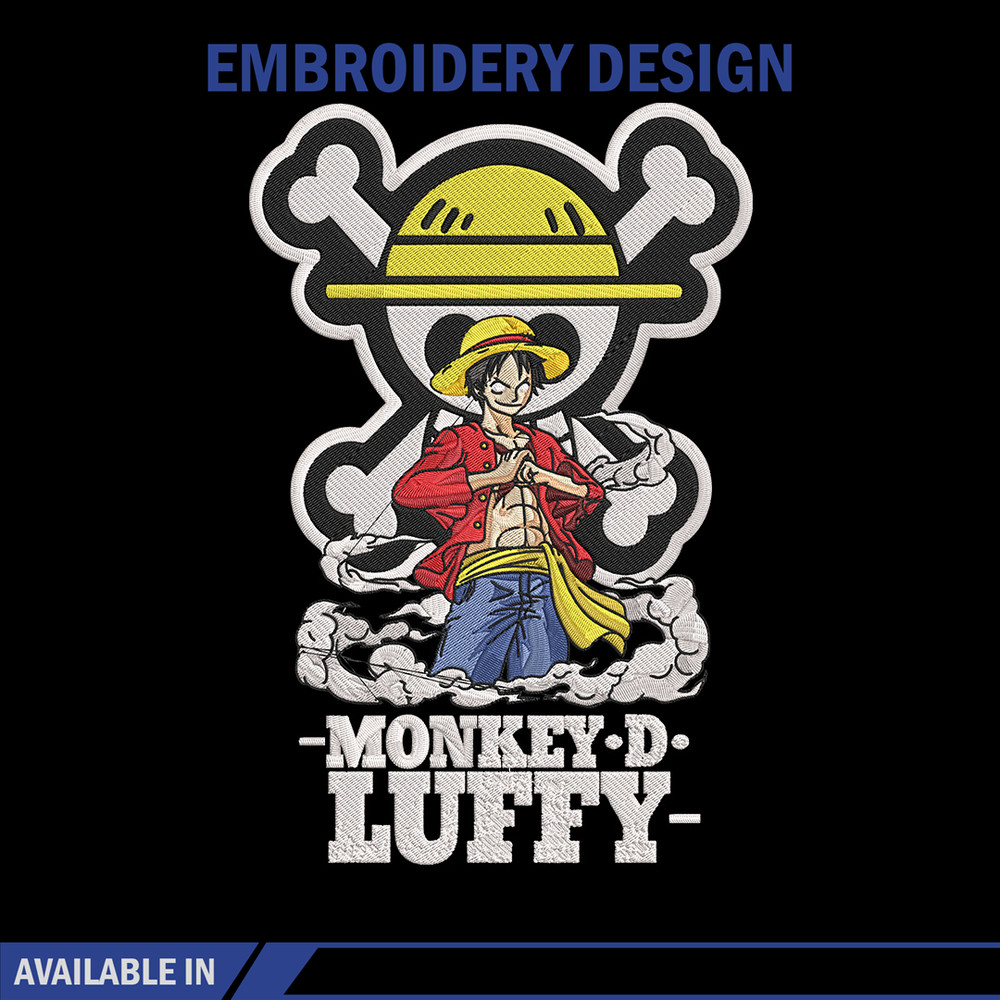 Luffy poster Embroidery Design, One piece Embroidery, Embroidery File, Anime Embroidery, Anime shirt, Digital download.jpg