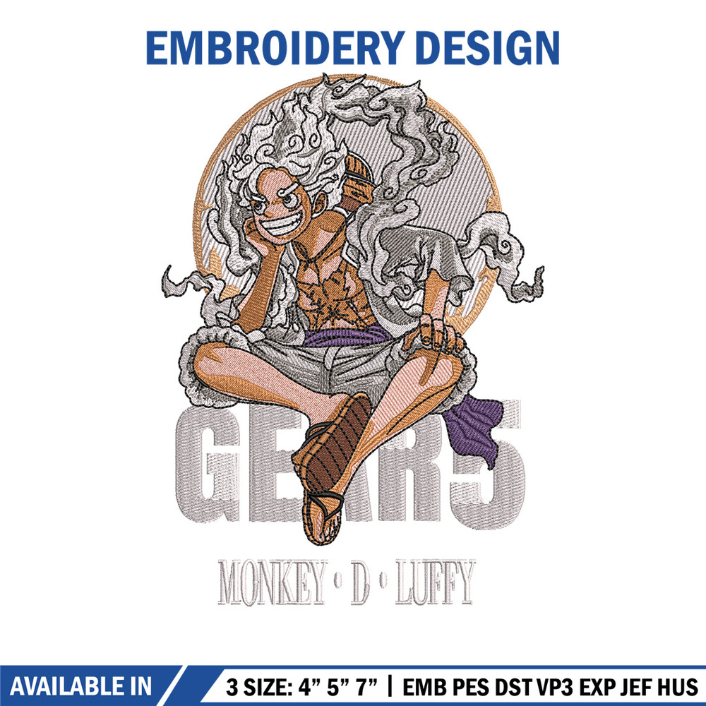 Luffy sitting embroidery design, One piece embroidery, Anime design, Embroidery shirt, Embroidery file, Digital download.jpg