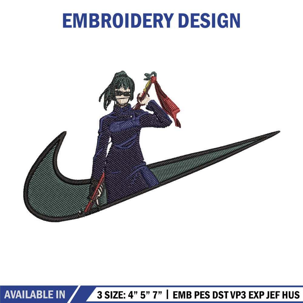 Maki x nike Embroidery Design, Jujutsu Embroidery, Embroidery File, Nike Embroidery, Anime shirt, Digital download.jpg