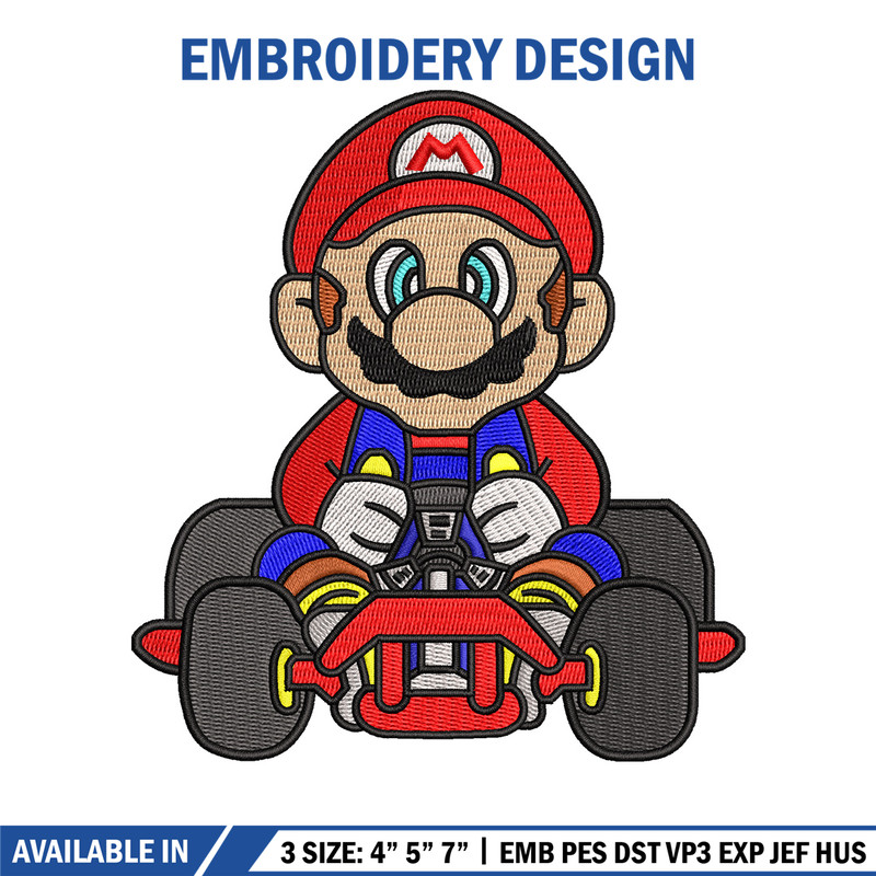 Mario car embroidery design, Mario embroidery, Embroidery file, Embroidery shirt, Emb design, Digital download.jpg