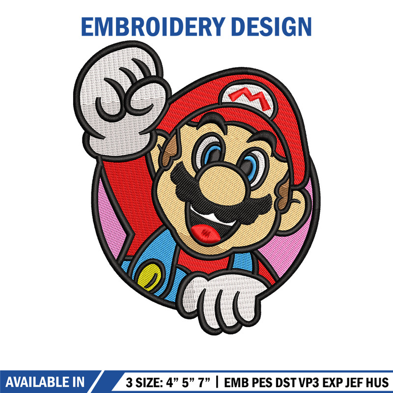 Mario circle embroidery design, Mario embroidery, Embroidery file, Embroidery shirt, Emb design,Digital download.jpg