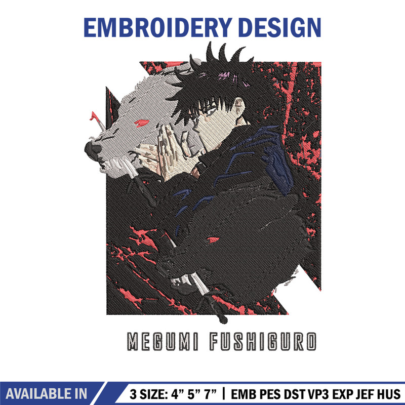 Megumi poster Embroidery Design, Jujutsu Embroidery, Embroidery File, Anime Embroidery, Anime shirt, Digital download..jpg