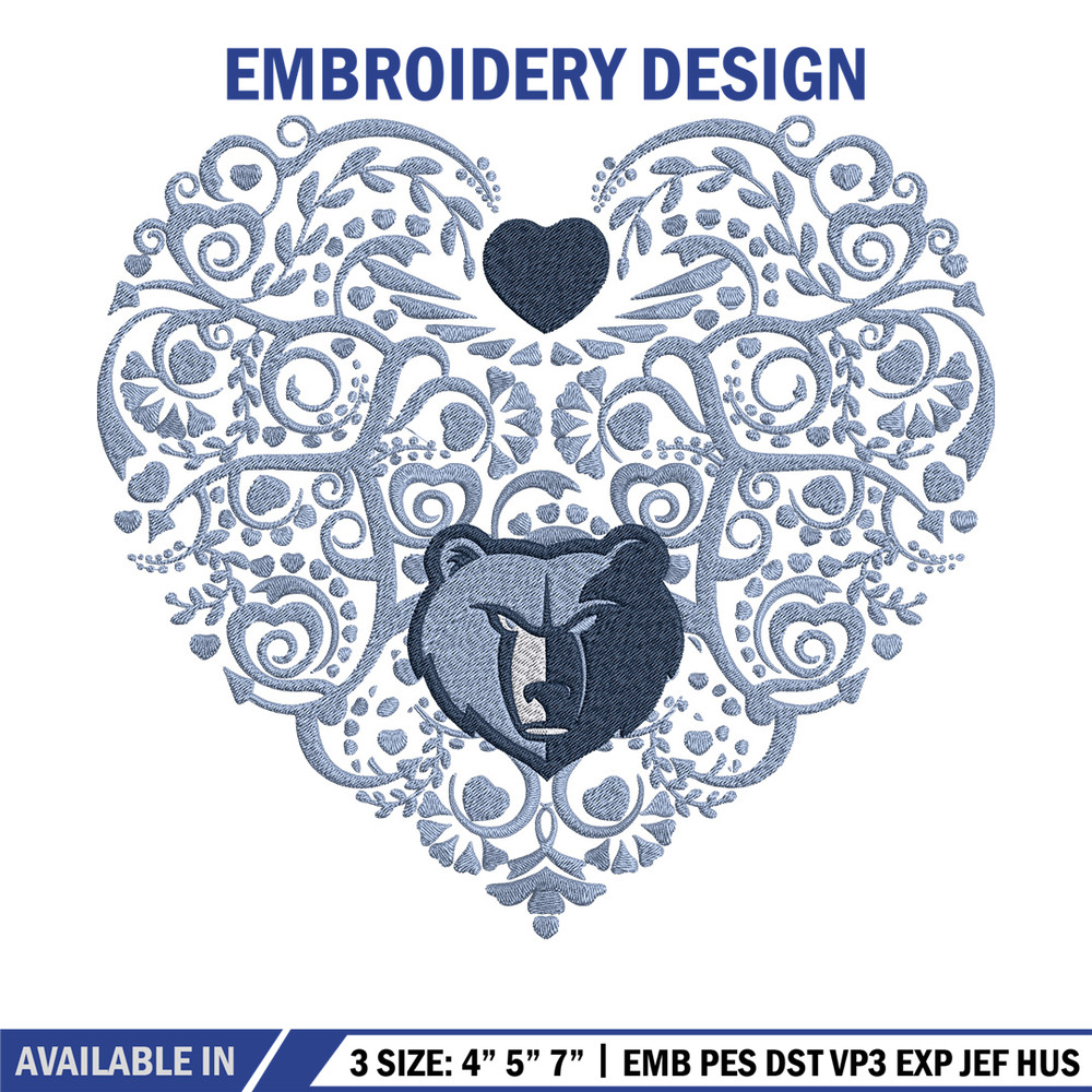Memphis Grizzlies heart embroidery design, NBA embroidery, Sport embroidery,Embroidery design, Logo sport embroidery.jpg
