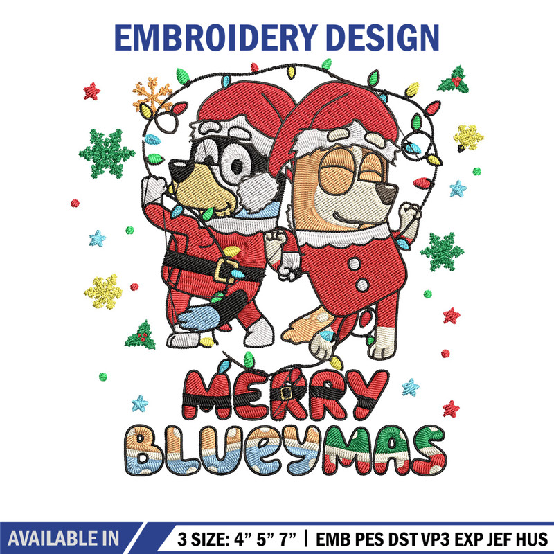 Merry blueymas Embroidery Design, Bluey Embroidery, Embroidery File, Chrismas Embroidery, Anime shirt, Digital download..jpg