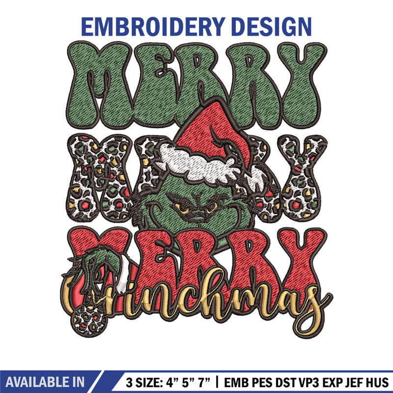 Merry Christmas Grinch Embroidery design, Grinch christmas Embroidery, logo design, Embroidery File, Instant download.jpg