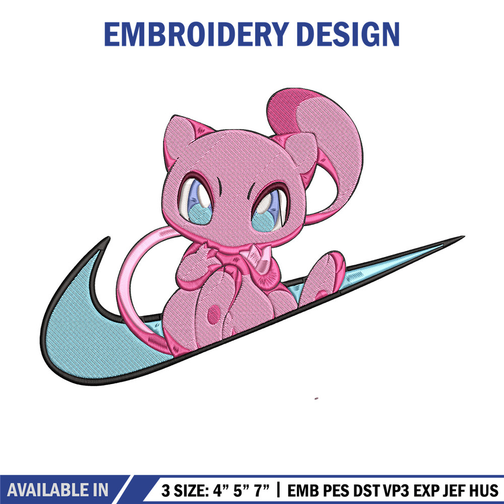 Mew x nike Embroidery Design, Pokemon Embroidery, Embroidery File, Nike Embroidery, Anime shirt, Digital download..jpg