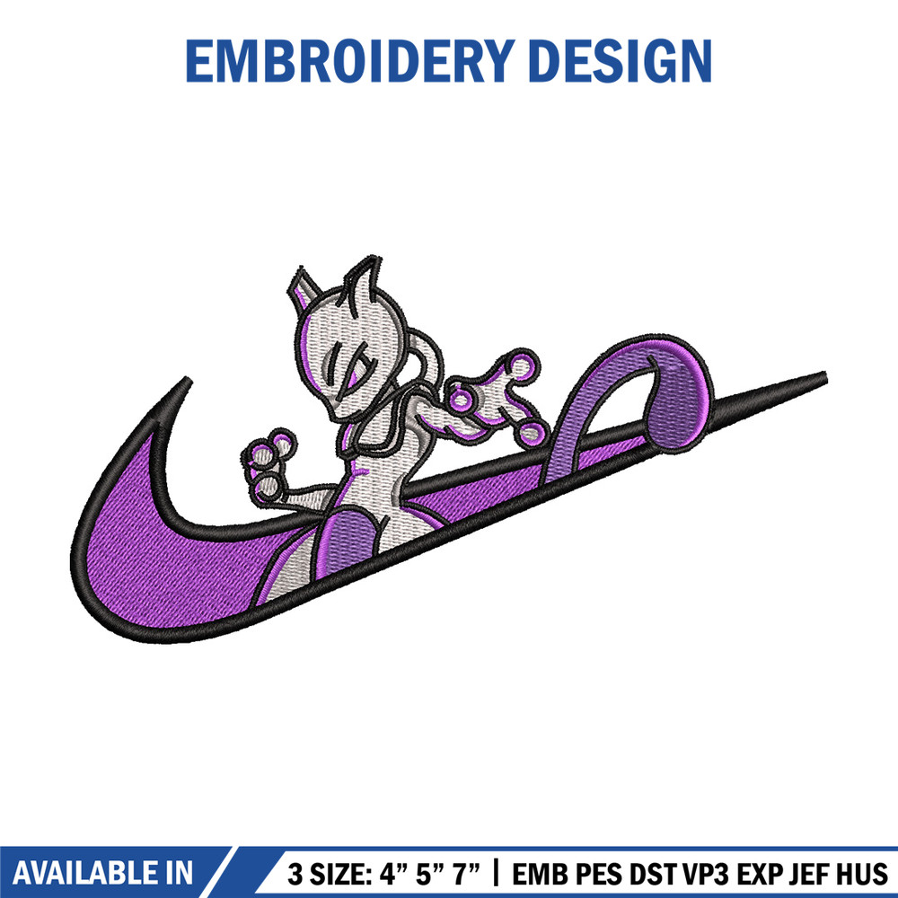 Mewtwo nike embroidery design, Pokemon embroidery, Nike design, Embroidery shirt, Embroidery file, Digital download.jpg