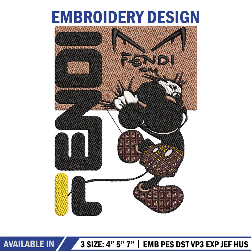 Mickey Fendi Logo Embroidery design, Mickey Mouse cartoon Embroidery, cartoon design, Embroidery File, Instant download..jpg