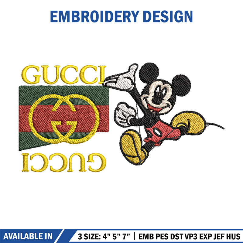 Mickey gucci Embroidery Design, Mickey Embroidery, Embroidery File, Logo shirt, Sport Embroidery, Digital download 1.jpg