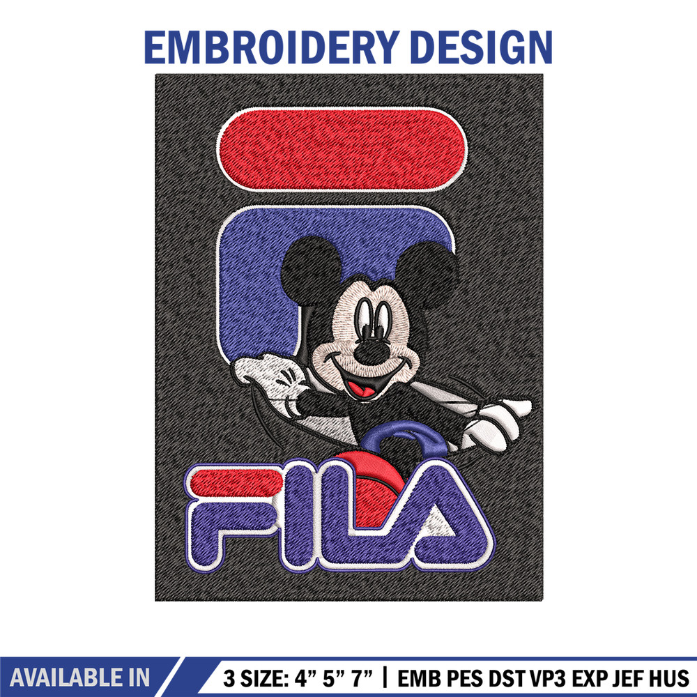 Mickey Mouse Fila Embroidery design, Disney Embroidery, cartoon design, Embroidery File, Fila logo, Instant download..jpg