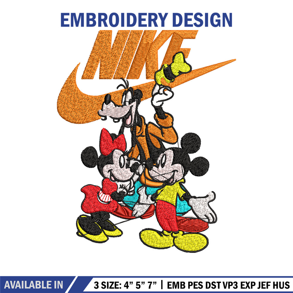Mickey Mouse friends Nike Embroidery design, Disney Embroidery, Nike design, Embroidery file, Instant download..jpg