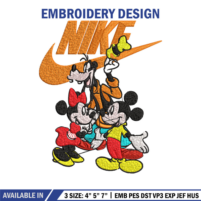 Mickey Mouse friends Nike Embroidery design, Disney Embroidery, Nike design, Embroidery file, Instant download..jpg