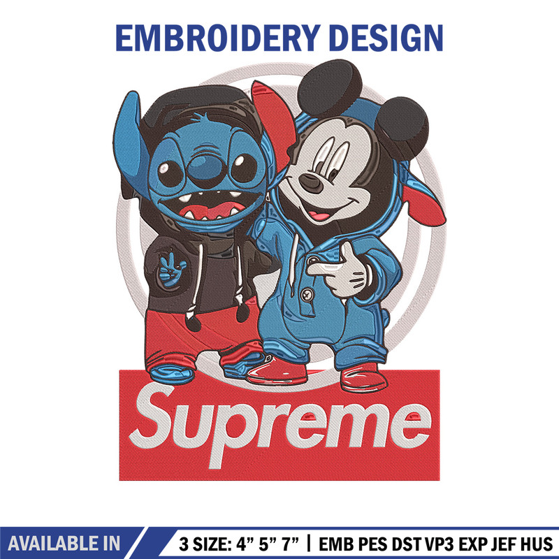 Mickey x stitch Embroidery Design, Supreme Embroidery, Embroidery File, Anime Embroidery, Anime shirt, Digital download.jpg