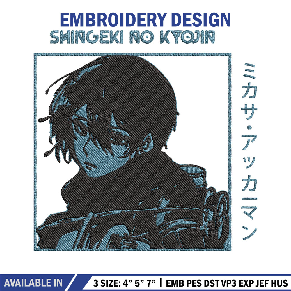 Mikasa Ackerman Embroidery Design, Aot Embroidery, Embroidery File, Anime Embroidery,Anime shirt,Digital download..jpg