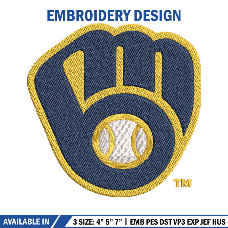 Milwaukee Brewers logo Embroidery, MLB Embroidery, Sport embroidery, Logo Embroidery, MLB Embroidery design.jpg