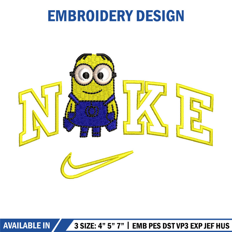 Minion x nike embroidery design, Minion embroidery, Embroidery file, Embroidery shirt, Nike design, Digital download.jpg