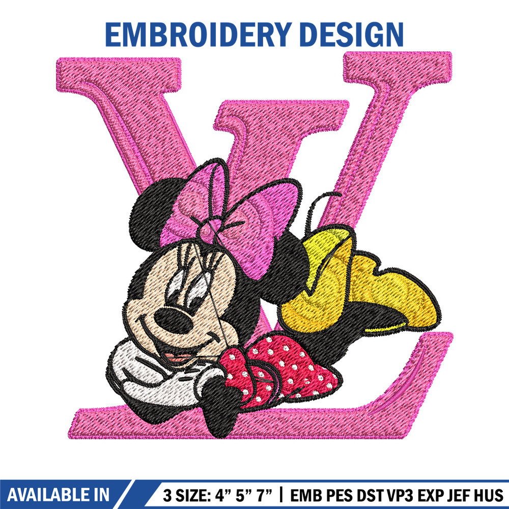 Minnie pink lv Embroidery Design, Lv Embroidery, Brand Embroidery, Embroidery File, Logo shirt, Digital download 1.jpg