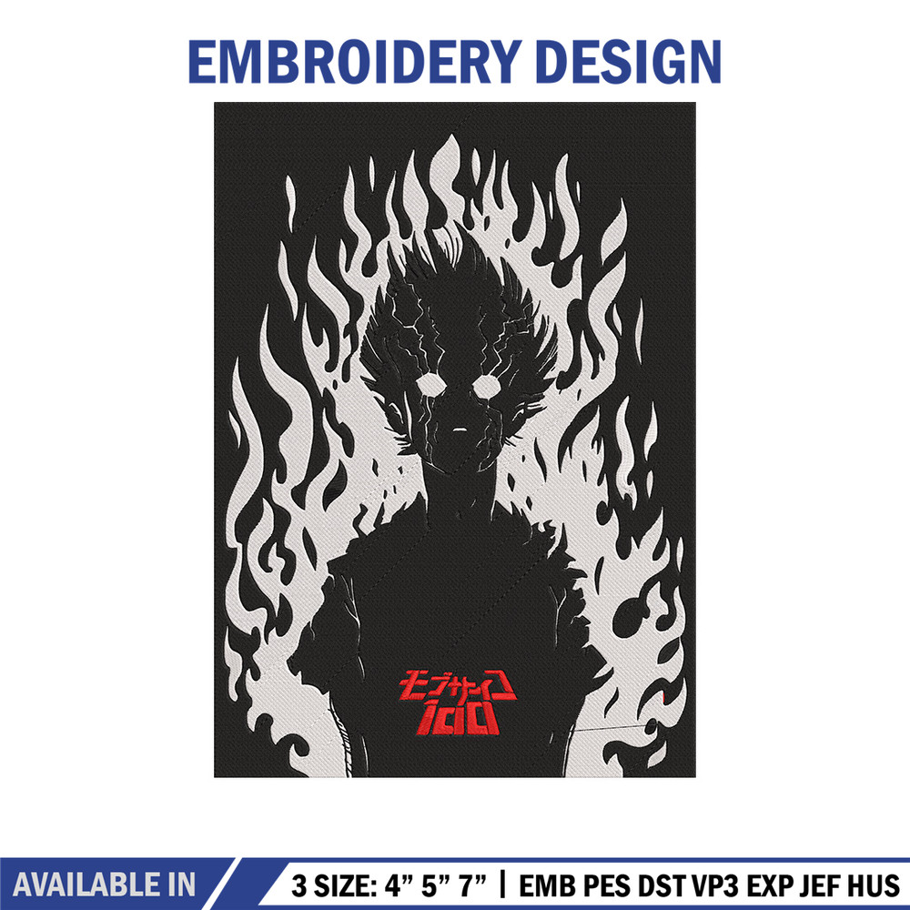 Mob 100 poster Embroidery Design, Mob 100 Embroidery, Embroidery File, Anime Embroidery, Anime shirt, Digital download.jpg
