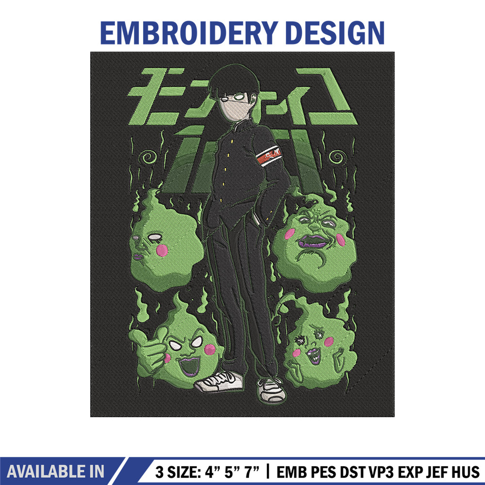 Mob100 poster Embroidery Design, Mob100 Embroidery, Embroidery File, Anime Embroidery, Anime shirt, Digital download.jpg