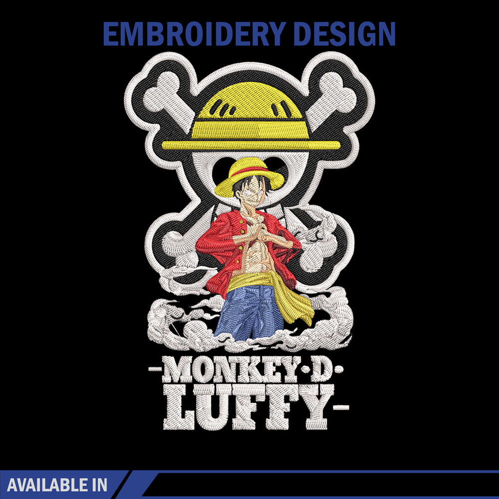 Monkey D Luffy Embroidery Design,One piece Embroidery, Embroidery File, Anime Embroidery, Anime shirt, Digital download.jpg