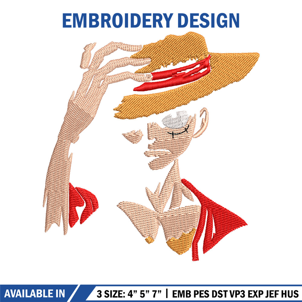 Monkey D. Luffy embroidery design, One Piece embroidery,  embroidery file, anime design, anime shirt, Digital download.jpg