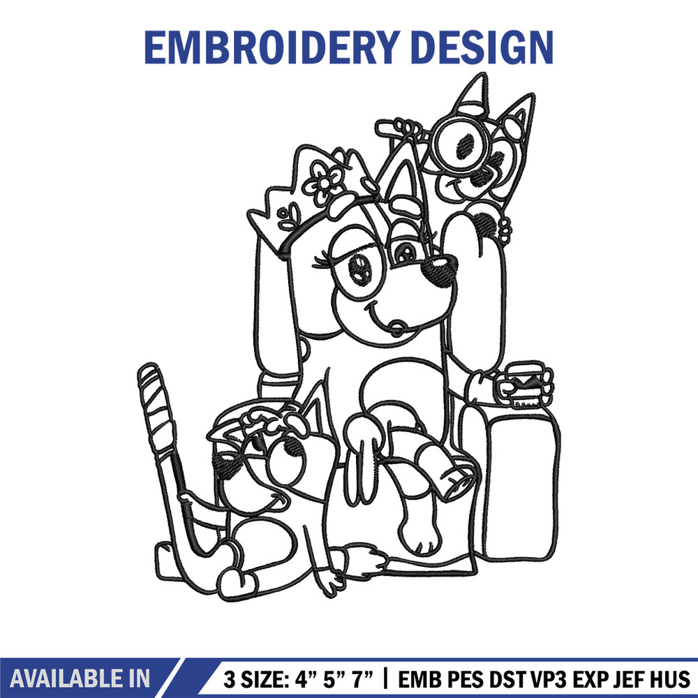 Mum bluey bingo Coloring Pages Embroidery, Bluey Embroidery, Embroidery File, cartoon design, Digital download..jpg