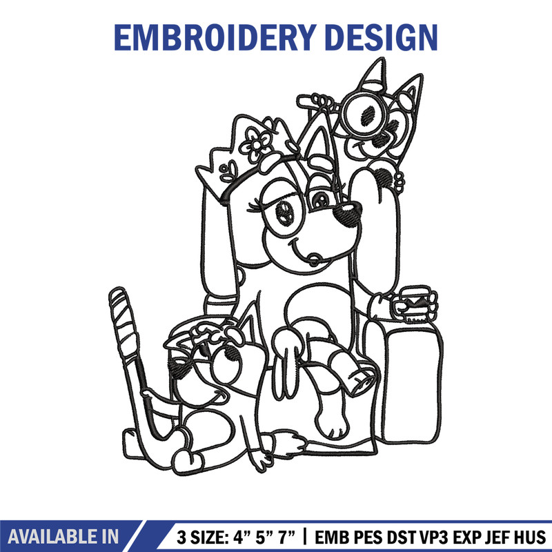 Mum bluey bingo Coloring Pages Embroidery, Bluey Embroidery, Embroidery File, cartoon design, Digital download..jpg