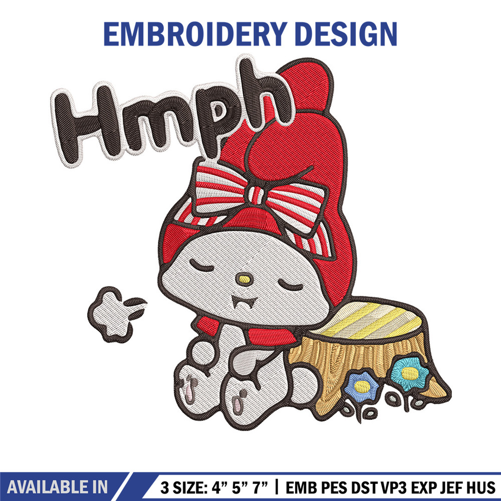 My Melody hmph Embroidery Design, Hello kitty Embroidery, Embroidery File, Anime Embroidery, Digital download.jpg