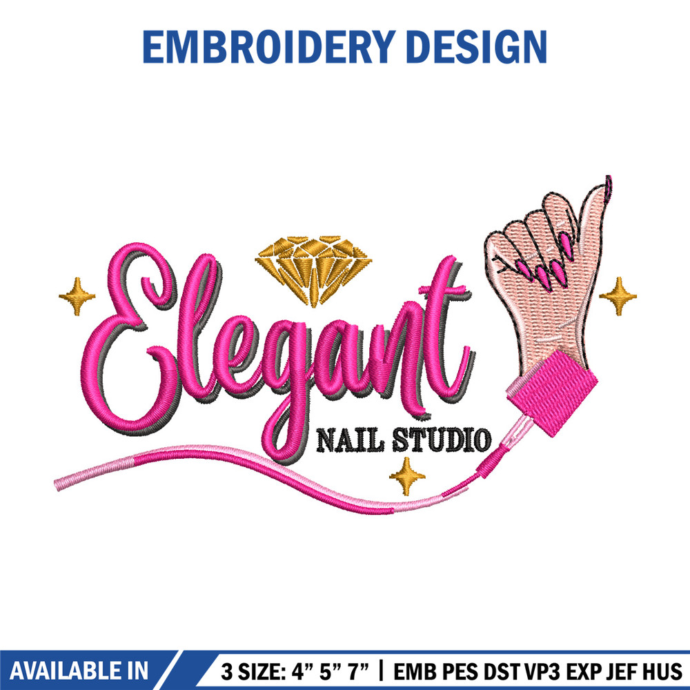 Nail studio embroidery design, Logo embroidery, Embroidery file, Embroidery shirt, Emb design, Digital download.jpg