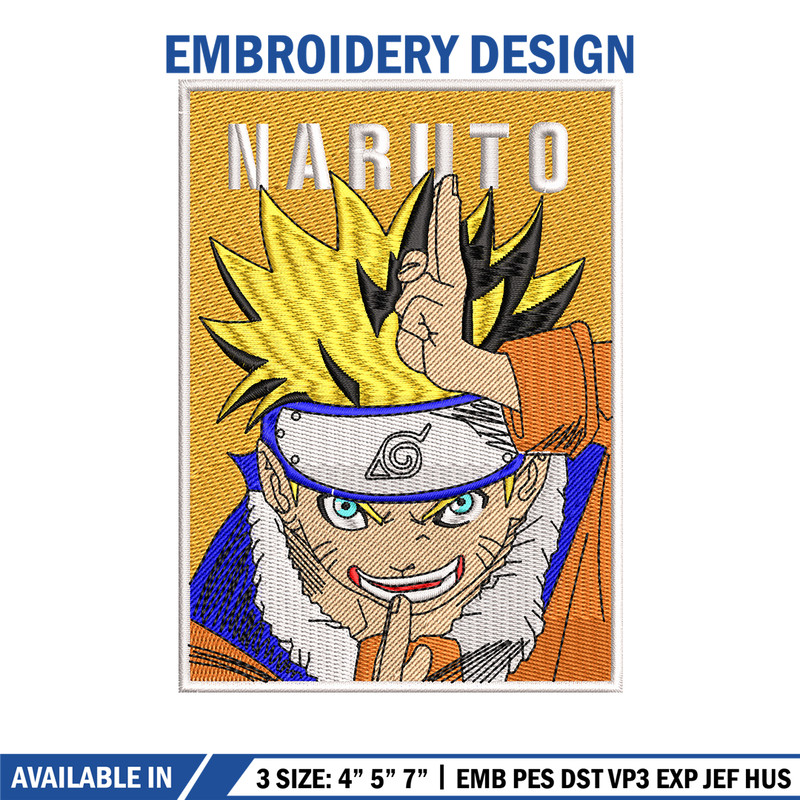 Naruto poster embroidery design, Naruto embroidery, embroidery file, anime design, anime shirt, Digital download.jpg