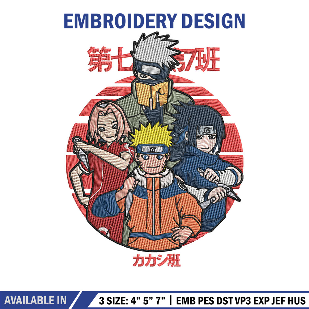 Naruto Team 7 Embroidery Design, Naruto Embroidery, Embroidery File, Anime Embroidery, Anime shirt, Digital download.jpg