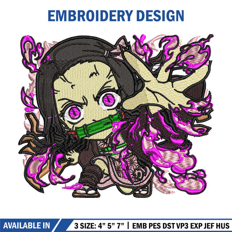 Nezuko demon chibi embroidery design, Kimetsu no Yaiba embroidery, anime design, anime shirt, Digital download.jpg