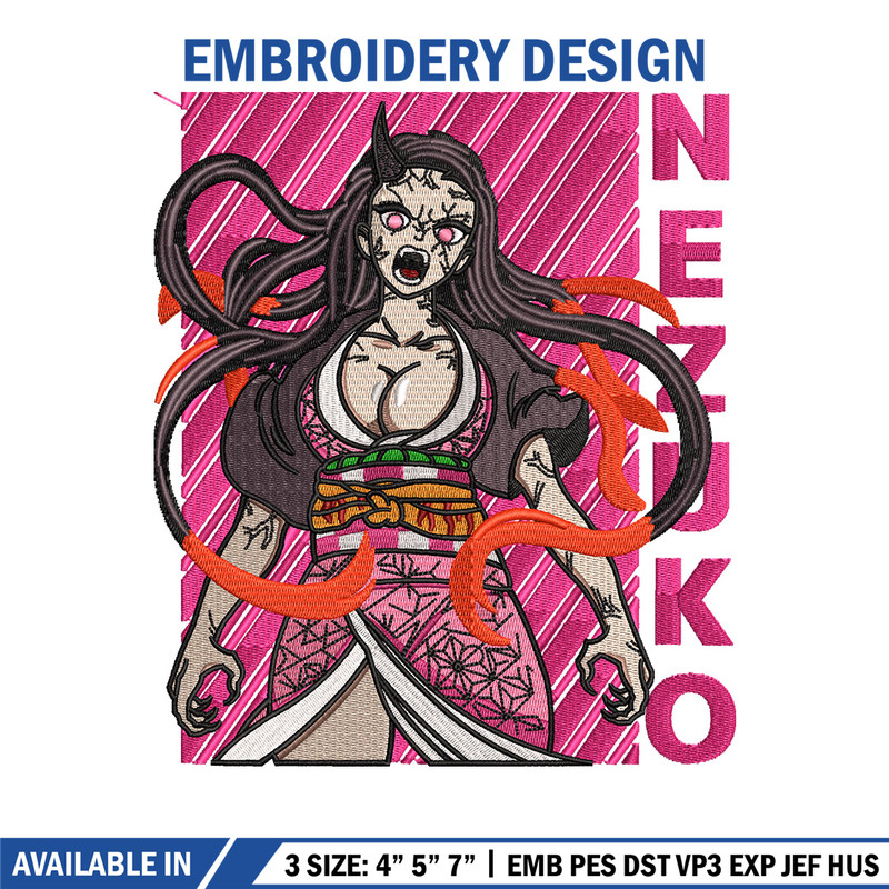 Nezuko demon embroidery design, Nezuko embroidery, Anime design, Embroidery shirt, Embroidery file, Digital download.jpg