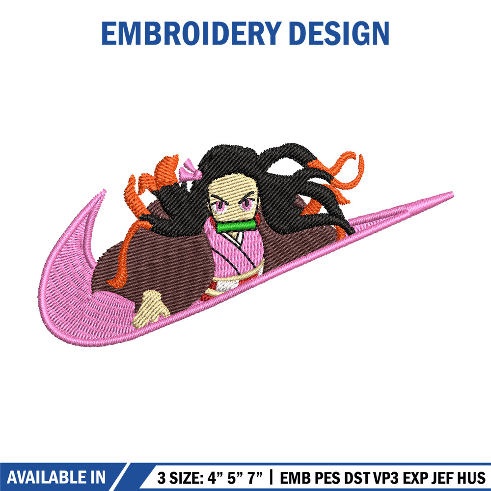 Nezuko kamado Nike embroidery design, Kimetsu no Yaiba embroidery, Nike design, anime design, Digital download.jpg