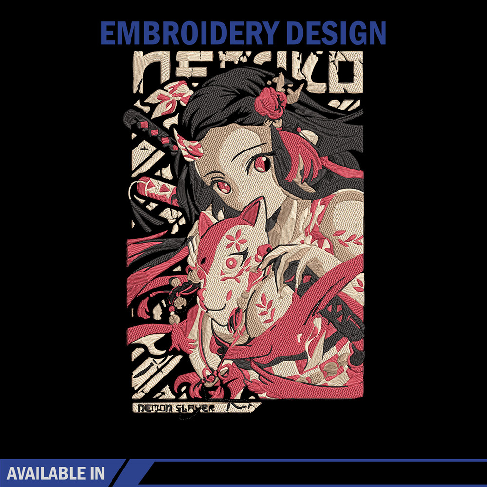 Nezuko poster Embroidery Design, Demon slayer Embroidery, Embroidery File, Anime Embroidery, Digital download.jpg