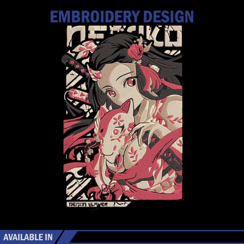 Nezuko poster Embroidery Design, Demon slayer Embroidery, Embroidery File, Anime Embroidery, Digital download.jpg