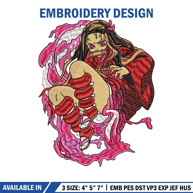 Nezuko power embroidery design, Kimetsu no Yaiba embroidery, embroidery file, anime design, Digital download.jpg