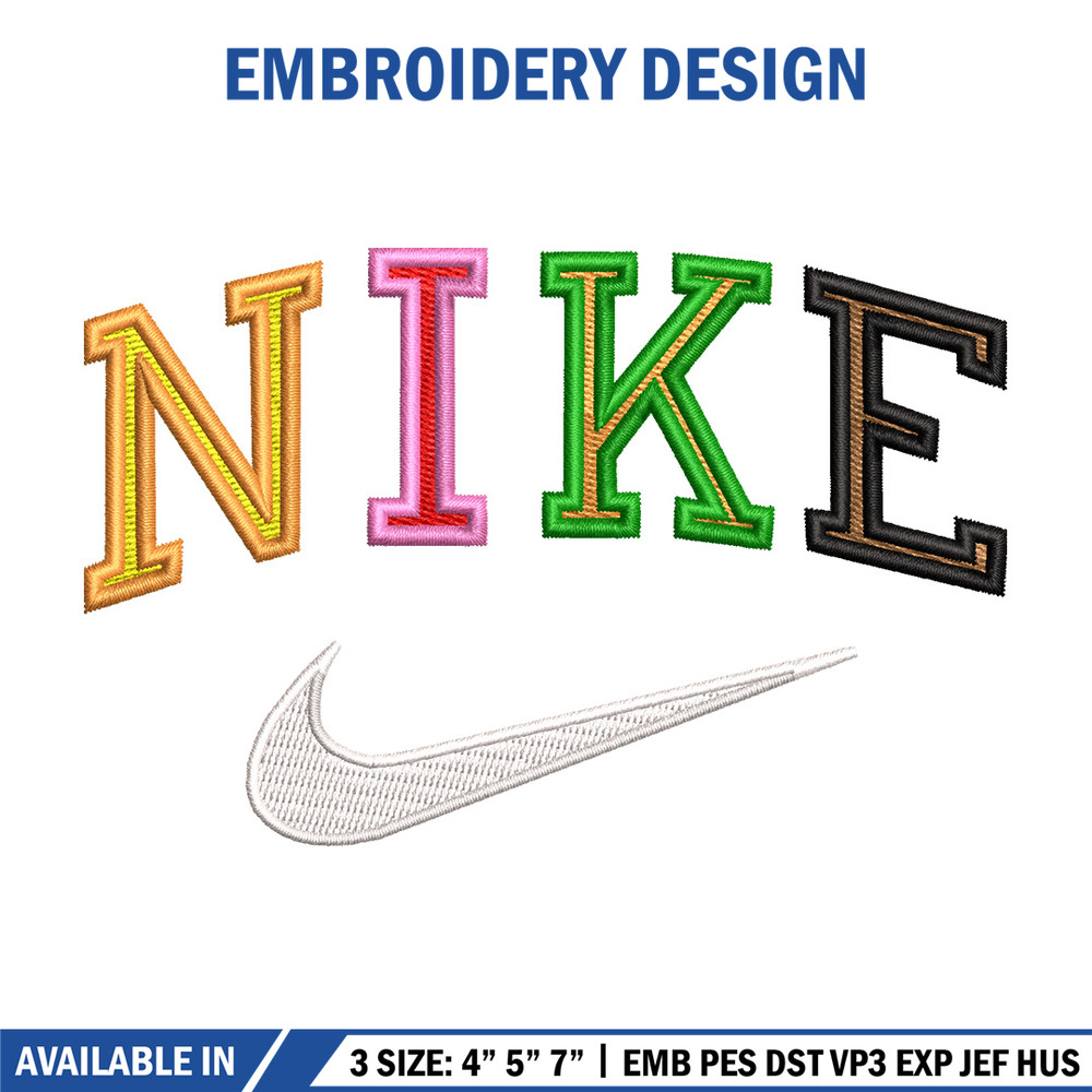 Nike color embroidery design, Nike embroidery, Nike design, Embroidery shirt, Embroidery file, Digital download 1.jpg
