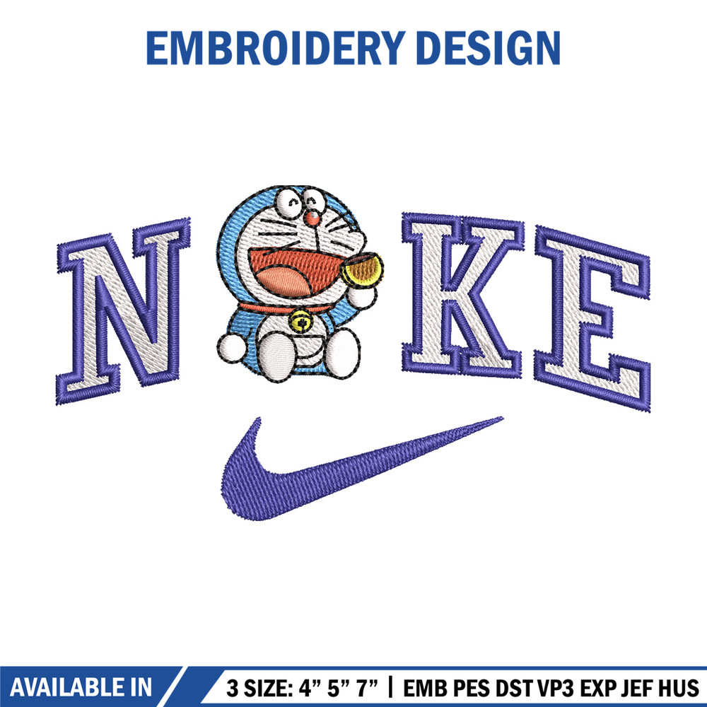 Nike doraemon embroidery design, Doraemon embroidery, Emb design, Embroidery shirt, Embroidery file, Digital download 1.jpg