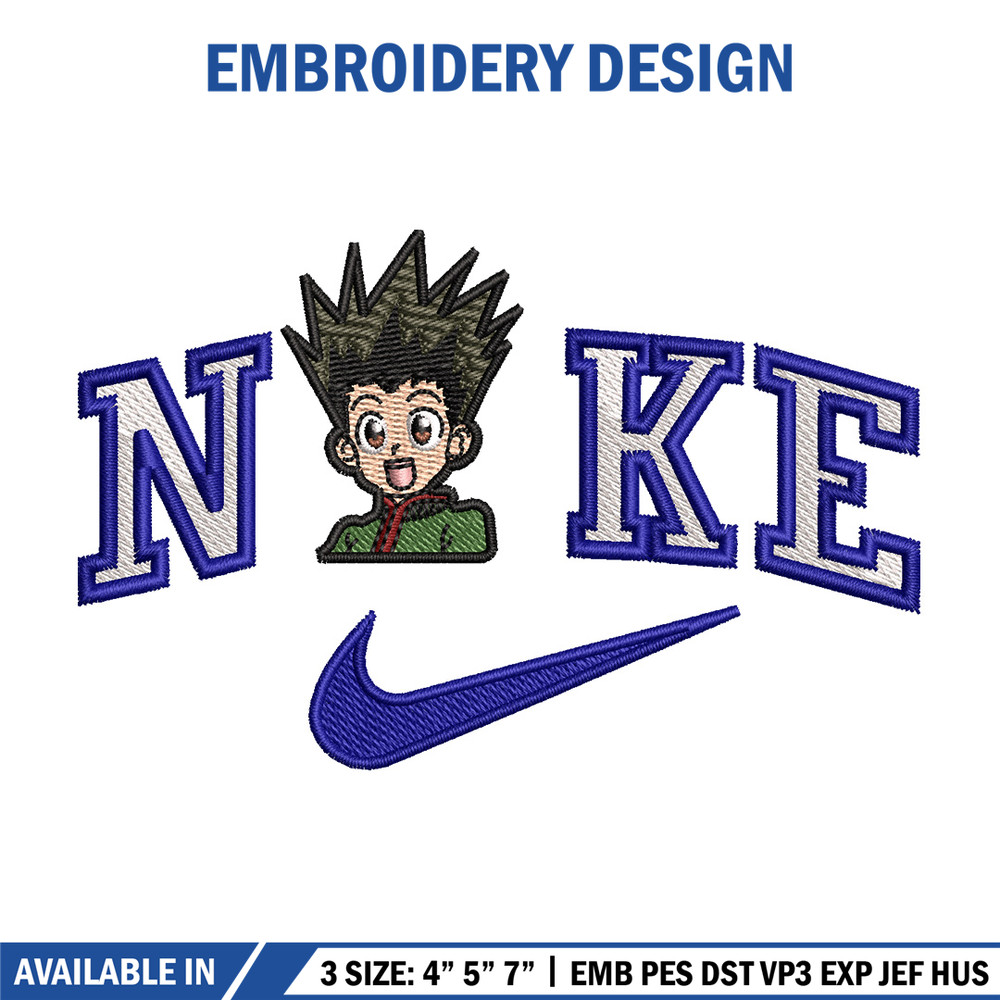 Nike gon embroidery design, Hunter x hunter embroidery, Nike design,Embroidery file,Embroidery shirt,Digital download 1.jpg
