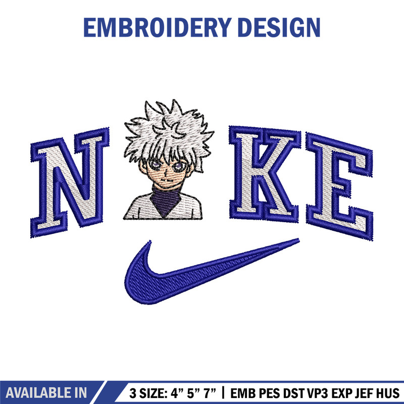 Nike Killua embroidery design, HxH embroidery, Nike design, Embroidery shirt, Embroidery file, Digital download.jpg