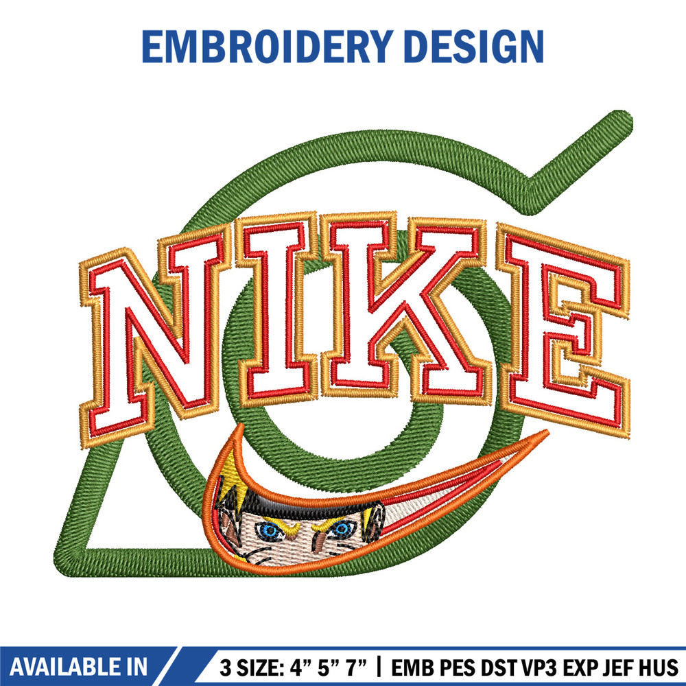 Nike konoha logo embroidery design, Naruto embroidery, Nike design,Embroidery shirt, Embroidery file, Digital download 1.jpg