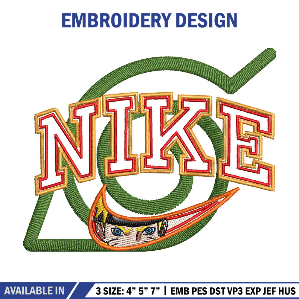 Nike konoha logo embroidery design, Naruto embroidery, Nike design,Embroidery shirt, Embroidery file, Digital download.jpg