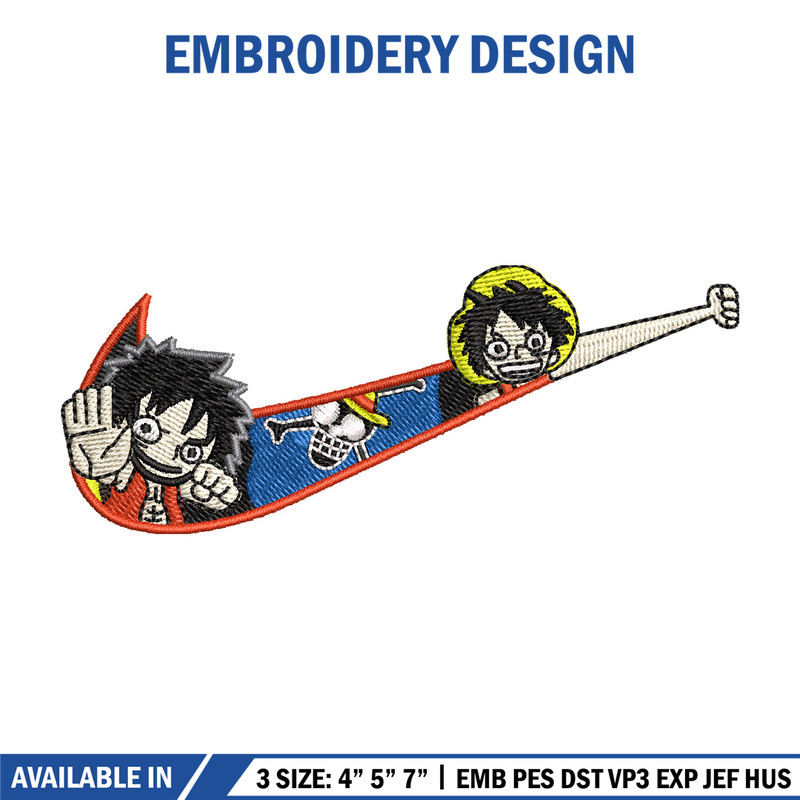 Nike luffy embroidery design, Nike embroidery, Anime design, Embroidery shirt, Embroidery file, Digital download.jpg