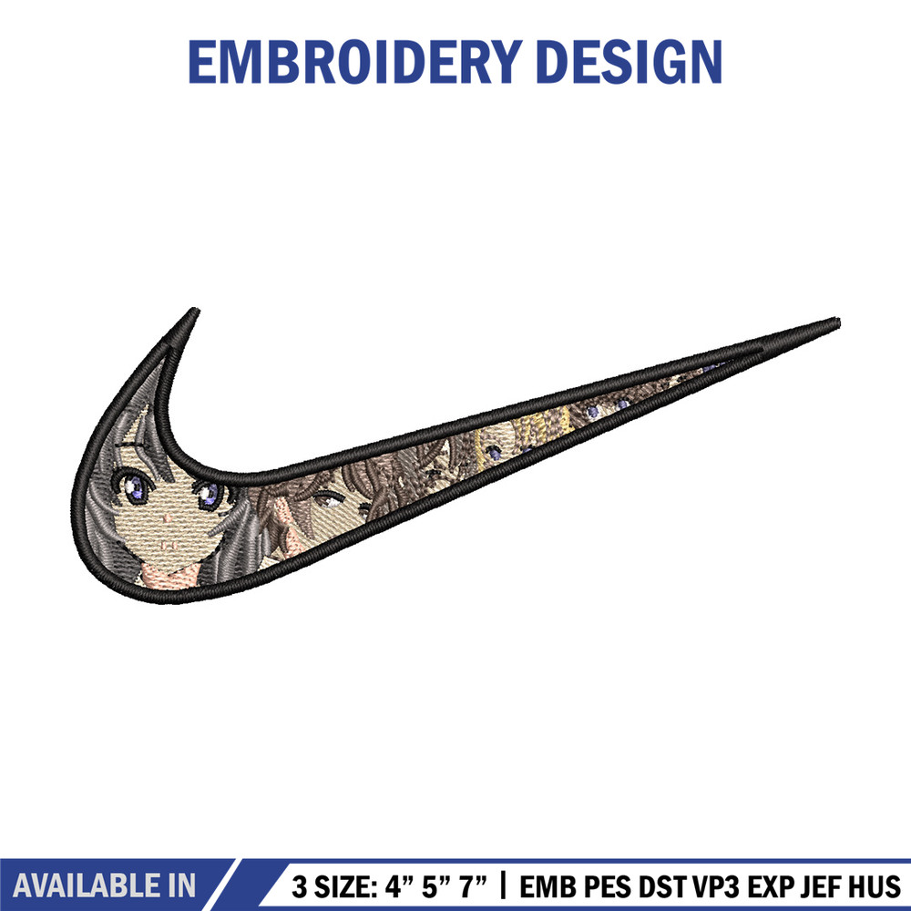 Nike mai embroidery design, Seishun Buta embroidery, Nike design,Embroidery file,Embroidery shirt,Digital download.jpg